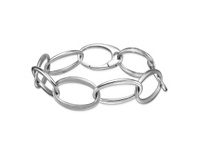 Rhodium Over Sterling Silver 18mm Oval Link 8 inch Bracelet