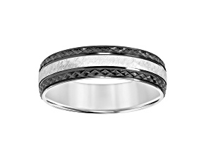 6mm Textured Band in Sterling Silver with Black Rhodium