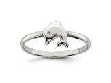 Rhodium Over Sterling Silver Polished Dolphin Children's Ring