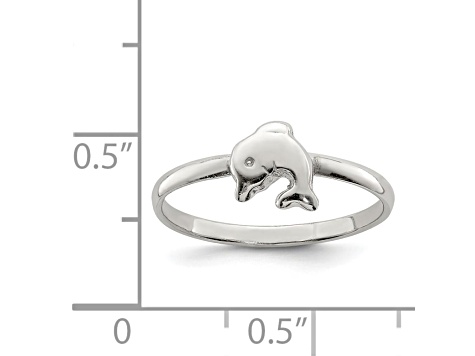 Rhodium Over Sterling Silver Polished Dolphin Children's Ring