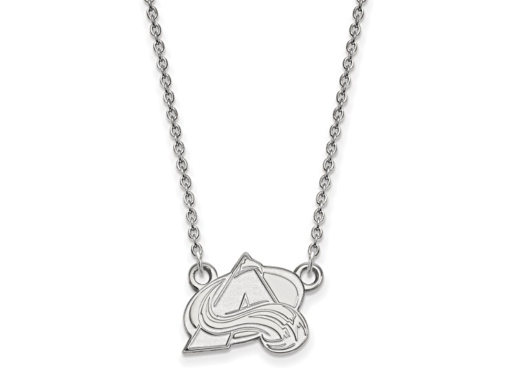 Rhodium Over Sterling Silver NHL LogoArt Colorado Avalanche Pendant Necklace