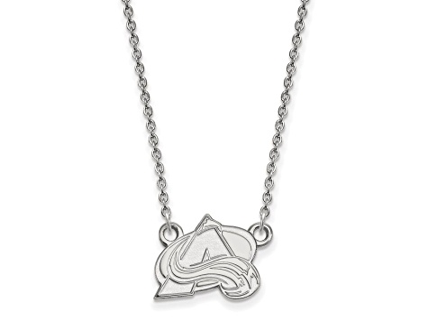 Rhodium Over Sterling Silver NHL LogoArt Colorado Avalanche Pendant Necklace