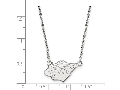 Rhodium Over Sterling Silver NHL LogoArt Minnesota Wild Small Pendant Necklace