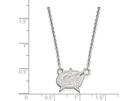 Rhodium Over Sterling Silver NHL LogoArt Columbus Blue Jackets Necklace