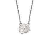 Rhodium Over Sterling Silver NHL LogoArt Chicago Blackhawks Pendant Necklace