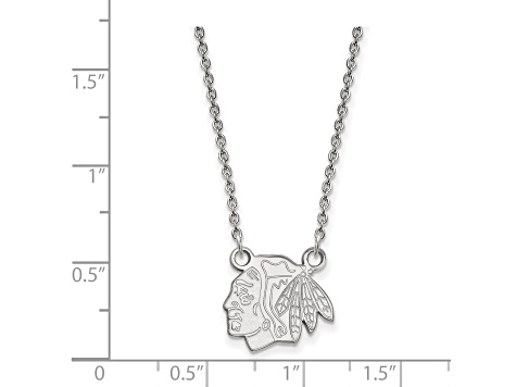 Rhodium Over Sterling Silver NHL LogoArt Chicago Blackhawks Pendant Necklace