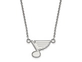 Rhodium Over Sterling Silver NHL LogoArt St. Louis Blues Small Pendant Necklace