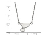 Rhodium Over Sterling Silver NHL LogoArt St. Louis Blues Small Pendant Necklace