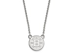 Rhodium Over Sterling Silver NHL LogoArt Boston Bruins Small Pendant Necklace