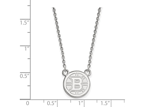 Rhodium Over Sterling Silver NHL LogoArt Boston Bruins Small Pendant Necklace