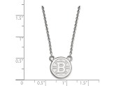 Rhodium Over Sterling Silver NHL LogoArt Boston Bruins Small Pendant Necklace