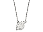 Rhodium Over Sterling Silver NHL LogoArt New Jersey Devils Small Necklace