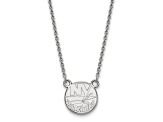 Rhodium Over Sterling Silver NHL LogoArt New York Islanders Small Necklace