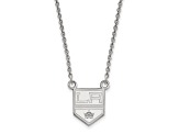 Rhodium Over Sterling Silver NHL LogoArt Los Angeles Kings Small Pendant Necklace