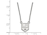 Rhodium Over Sterling Silver NHL LogoArt Los Angeles Kings Small Pendant Necklace