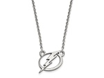 Rhodium Over Sterling Silver NHL LogoArt Tampa Bay Lightning Small Necklace