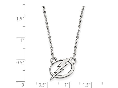 Rhodium Over Sterling Silver NHL LogoArt Tampa Bay Lightning Small Necklace