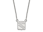 Rhodium Over Sterling Silver NHL LogoArt New York Rangers Small Necklace