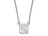 Rhodium Over Sterling Silver NHL LogoArt New York Rangers Small Necklace
