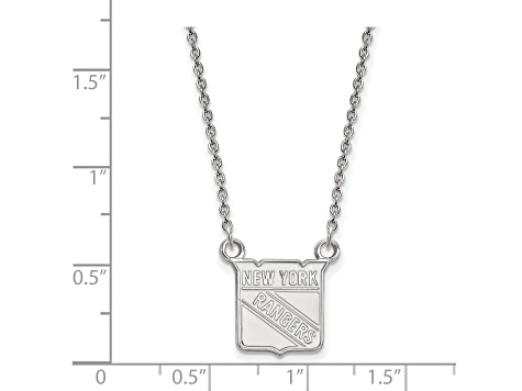 Rhodium Over Sterling Silver NHL LogoArt New York Rangers Small Necklace