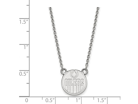 Rhodium Over Sterling Silver NHL LogoArt Edmonton Oilers Small Pendant Necklace