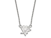 Rhodium Over Sterling Silver NHL LogoArt Pittsburgh Penguins Small Necklace