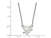 Rhodium Over Sterling Silver NHL LogoArt Pittsburgh Penguins Small Necklace
