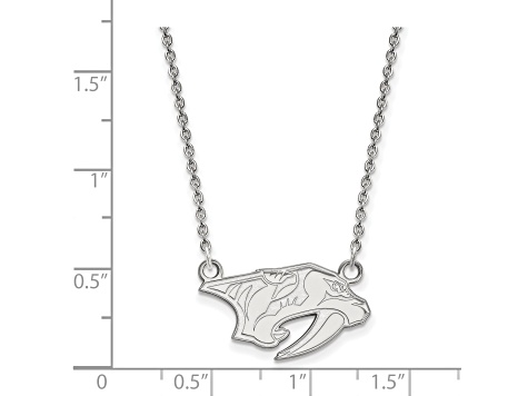 Rhodium Over Sterling Silver NHL LogoArt Nashville Predators Small Necklace