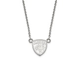 Rhodium Over Sterling Silver NHL LogoArt Florida Panthers Small Pendant Necklace