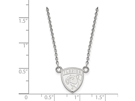 Rhodium Over Sterling Silver NHL LogoArt Florida Panthers Small Pendant Necklace