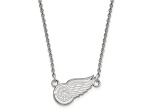 Rhodium Over Sterling Silver NHL LogoArt Detroit Red Wings Pendant Necklace