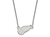 Rhodium Over Sterling Silver NHL LogoArt Detroit Red Wings Pendant Necklace