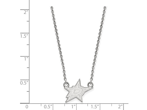 Rhodium Over Sterling Silver NHL LogoArt Dallas Stars Small Pendant Necklace