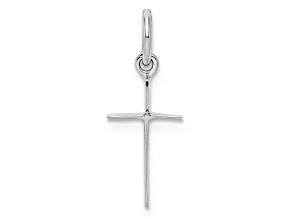 Rhodium Over Sterling Silver Child's Polished Cross Pendant