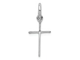 Rhodium Over Sterling Silver Child's Polished Cross Pendant