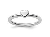 Sterling Silver Stackable Expressions Rhodium Puffed Heart Ring