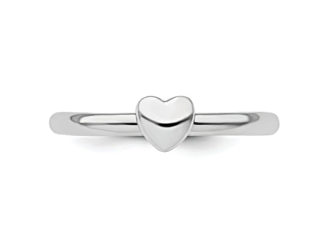 Sterling Silver Stackable Expressions Rhodium Puffed Heart Ring