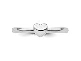 Sterling Silver Stackable Expressions Rhodium Puffed Heart Ring