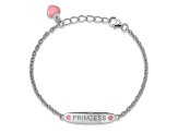 Rhodium Over Sterling Silver Enameled PRINCESS with 1-inch Extender Children's Bracelet