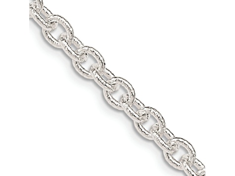 Sterling Silver 4.55mm Fancy Patterned Rolo Chain Bracelet