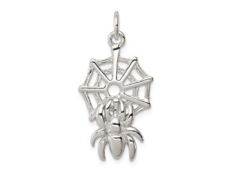 Sterling Silver Spider on Web Charm