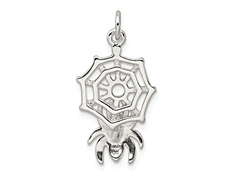 Sterling Silver Spider on Web Charm