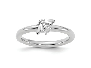 Sterling Silver Stackable Expressions Rhodium-plated Bee Ring