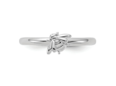 Sterling Silver Stackable Expressions Rhodium-plated Bee Ring