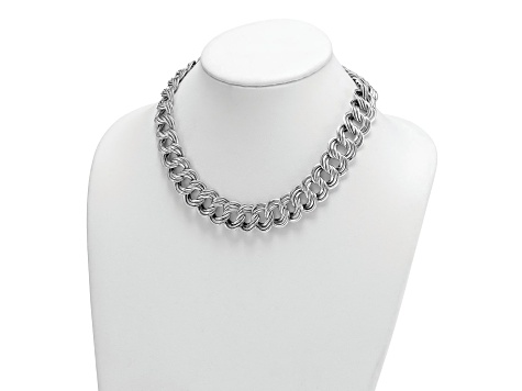 Rhodium Over Sterling Silver Polished 20mm Triple Circle Link