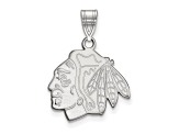 Rhodium Over Sterling Silver NHL LogoArt Chicago Blackhawks Medium Pendant