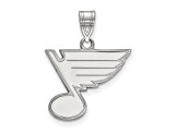 Rhodium Over Sterling Silver NHL LogoArt St. Louis Blues Medium Pendant