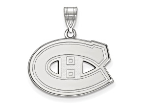 Rhodium Over Sterling Silver NHL LogoArt Montreal Canadiens Medium Pendant