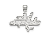 Rhodium Over Sterling Silver NHL LogoArt Washington Capitals Medium Pendant