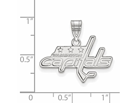 Rhodium Over Sterling Silver NHL LogoArt Washington Capitals Medium Pendant